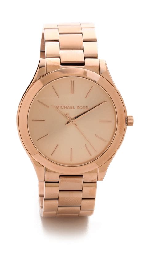 michael kors slim runway sable and rose gold tone watch|Michael Kors rose gold watch.